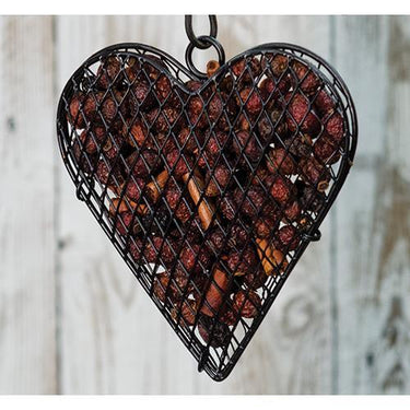 Wire Mesh Heart w Cinnamon Potpourri - The Fox Decor